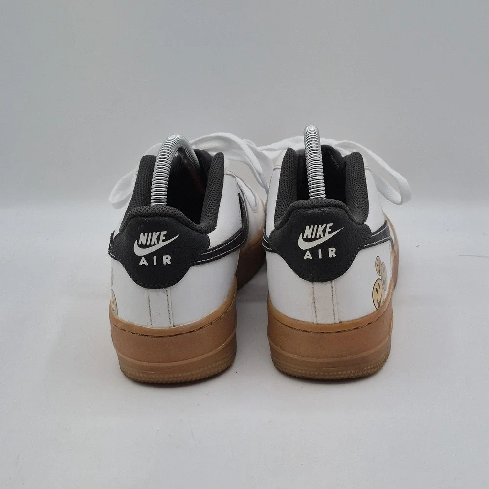 Nike Air Force 1 Low Shoes Mens Size 7Y White Black Gum Smile Face‎ DD5854-100